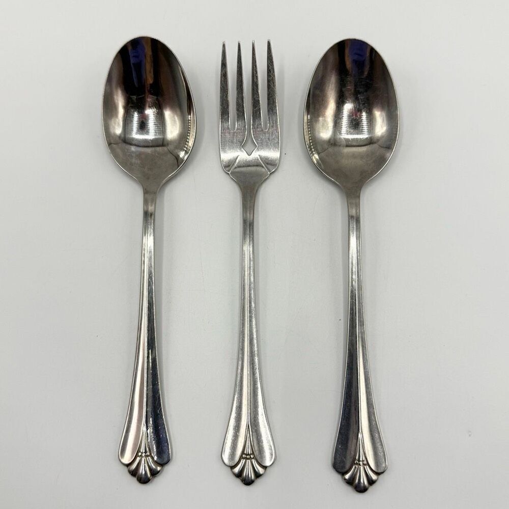 Oneida Community Royal Flute Silver Utensil Set of 3 - Tablespoons and Fork